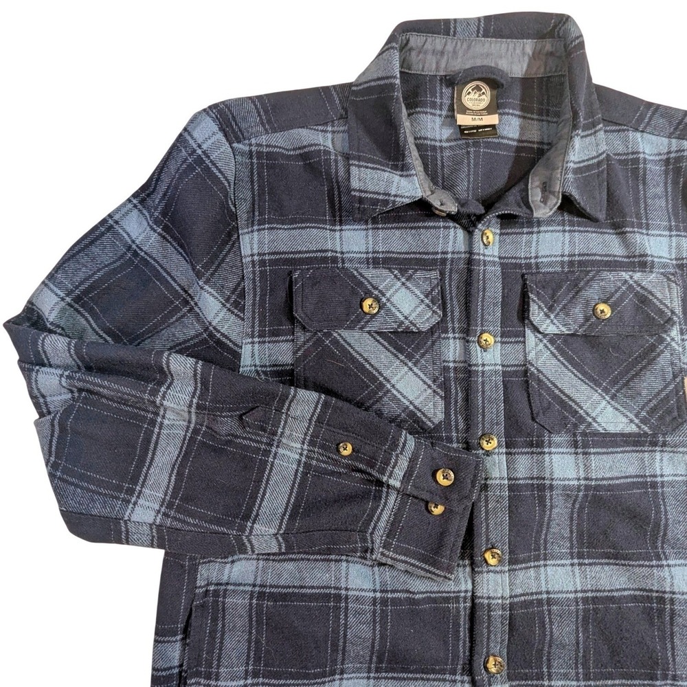 Colorado Clothing Blue Plaid Flannel Shirt Men's M Long Sleeve Button-Up‎